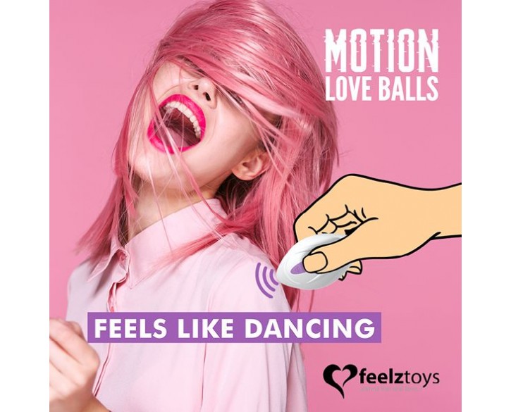 Вагінальні кульки з масажем і вібрацією FeelzToys Motion Love Balls Twisty з пультом ДК, 7 режимів