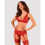 Комплект білизни Obsessive Lacelove cupless 3-pcs set M/L Red, бюстгальтер, стрінги, пояс для панчіх