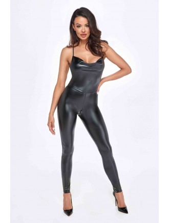 Комбінезон Noir Handmade F306 Mirage catsuit with jewelry rhinestone chain adorning the back - M