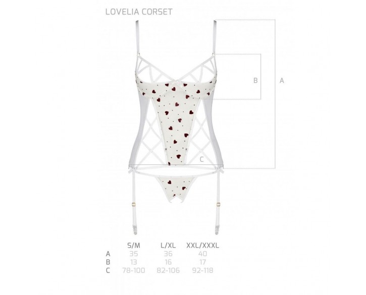 Корсет з підв'язками + стрінги LOVELIA CORSET white XXL/XXXL - Passion