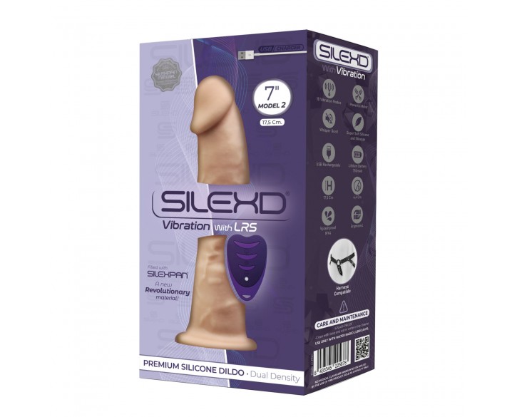 Фалоімітатор з вібрацією SilexD Henry Vibro Flesh (MODEL 2 size 7in) + LRS, діаметр 4,4 см