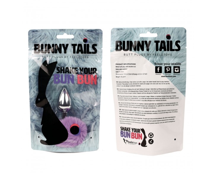 Анальна пробка FeelzToys - Bunny Tails Butt Plug Purple