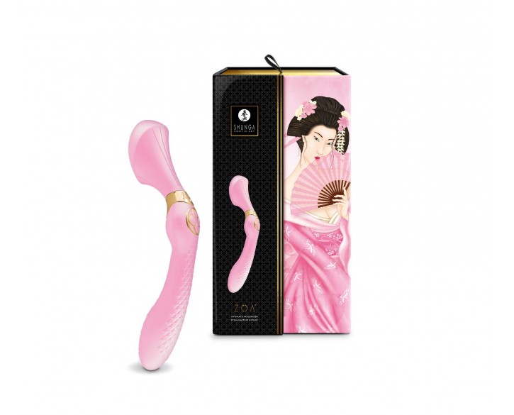 Вібромасажер Shunga Zoa Light Pink, двосторонній