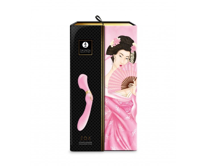 Вібромасажер Shunga Zoa Light Pink, двосторонній