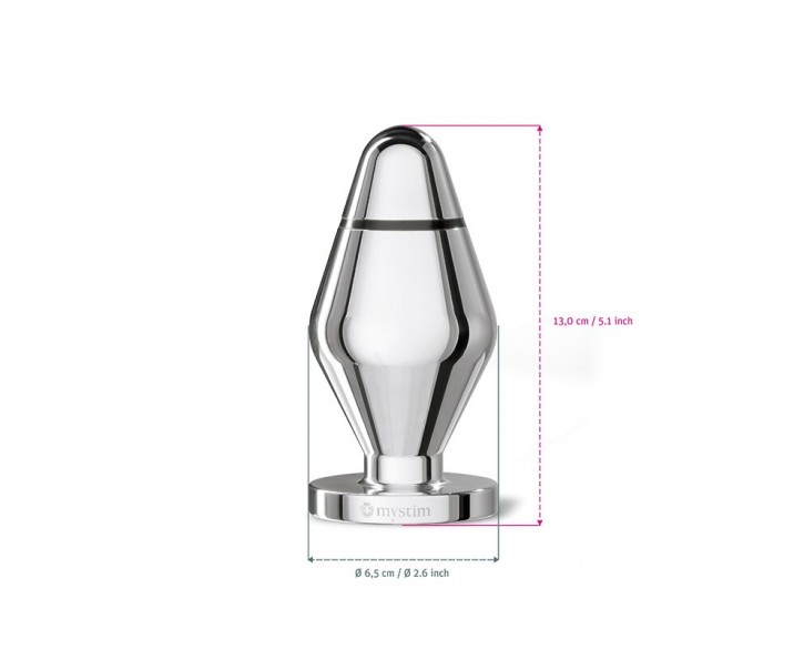 Металева анальна пробка Mystim Big John для електростимулятора, діаметр 6,5 см