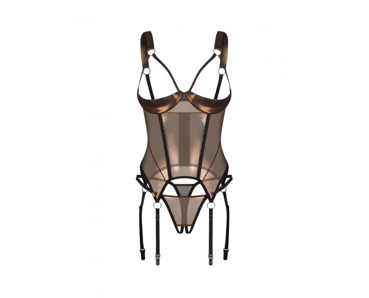 Корсет Obsessive Soranna cupless corset & crotchless thong S/M