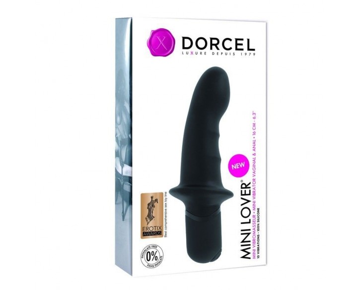 Вібратор Dorcel Mini Lover Black з обмежувачем, для точки G і масажу простати