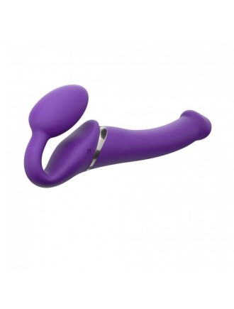 Безремінний страпон з вібрацією Strap-On-Me Vibrating Violet M, діаметр 3,3 см, пульт ДК, регульован