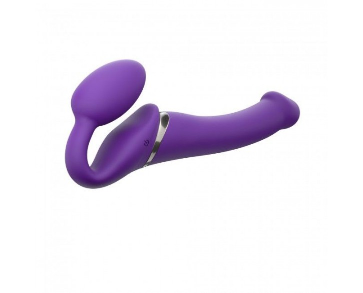 Безремінний страпон з вібрацією Strap-On-Me Vibrating Violet M, діаметр 3,3 см, пульт ДК, регульован