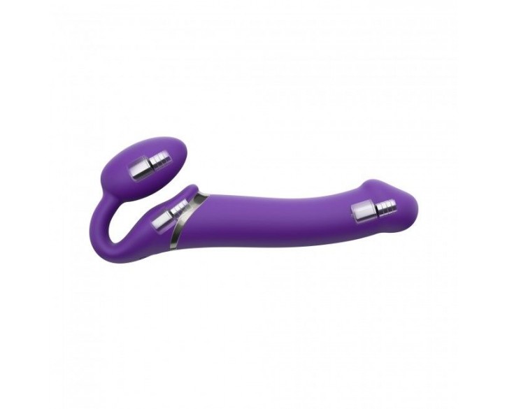 Безремінний страпон з вібрацією Strap-On-Me Vibrating Violet M, діаметр 3,3 см, пульт ДК, регульован