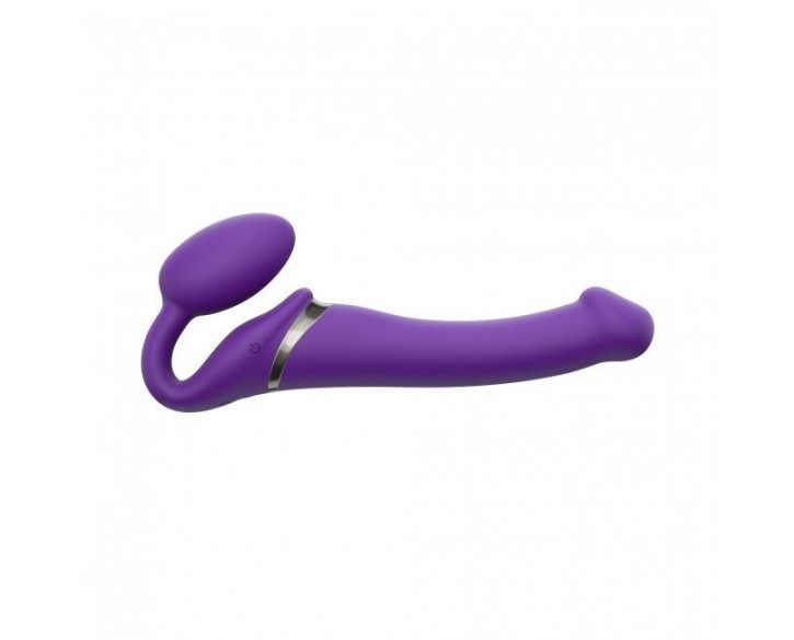 Безремінний страпон з вібрацією Strap-On-Me Vibrating Violet M, діаметр 3,3 см, пульт ДК, регульован