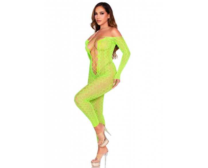 Бодістокінг Leg Avenue Crotchless Footless Lingerie Bodystocking One Size Neon Green