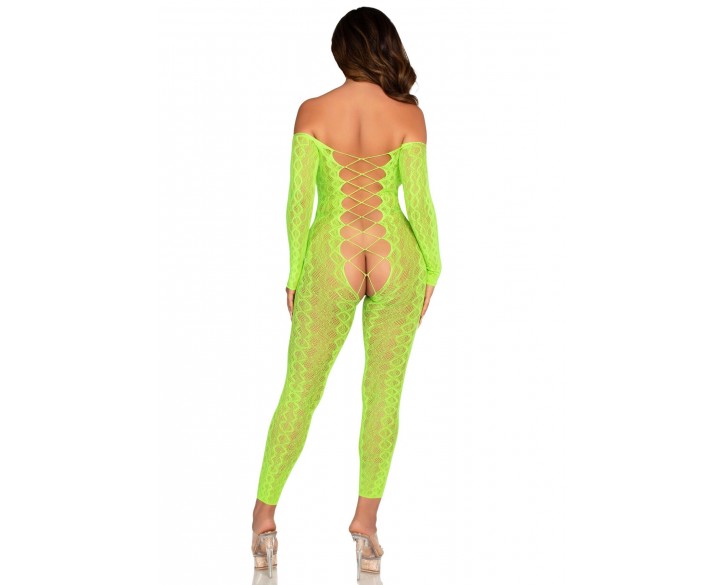 Бодістокінг Leg Avenue Crotchless Footless Lingerie Bodystocking One Size Neon Green