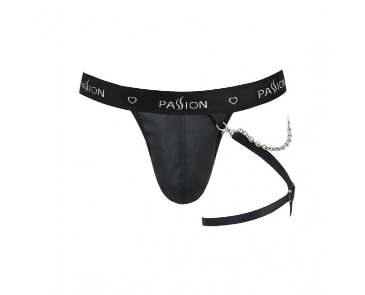 Чоловічі трусики танга з підв’язкою Passion 058 Thong Bill XXL/XXXL Black