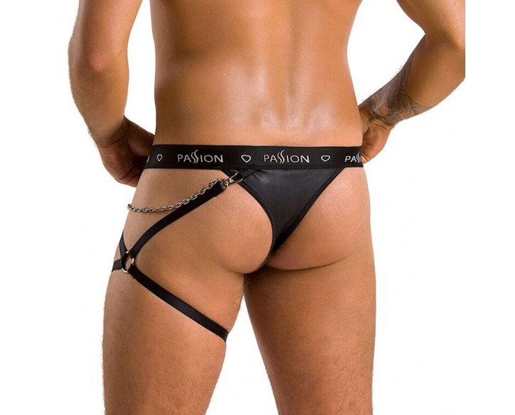 Чоловічі трусики танга з підв’язкою Passion 058 Thong Bill XXL/XXXL Black