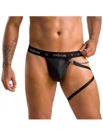 Чоловічі трусики танга з підв’язкою Passion 058 Thong Bill XXL/XXXL Black