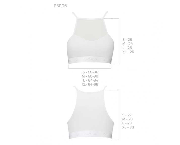 Спортивний топ з прозорою вставкою Passion PS006 TOP white, size XL