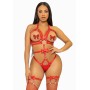 Портупея-тедді з ременів Leg Avenue Studded O-ring harness teddy S Red, екошкіра