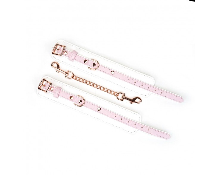 Наручники Liebe Seele White & Pink Fairy Goat Leather Hand Cuffs
