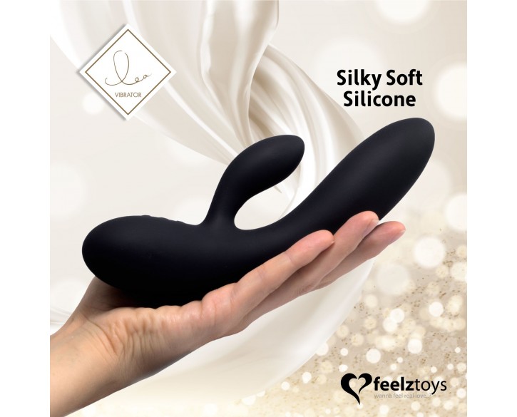 Гнучкий вібратор кролик з двома моторами FeelzToys Lea Rabbit Vibrator Black