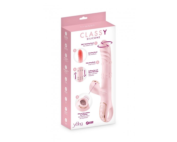 Вібратор-кролик 5в1 Yoba Classy, вібрація, ротація, пульсація, перлинний масаж, нагрівання