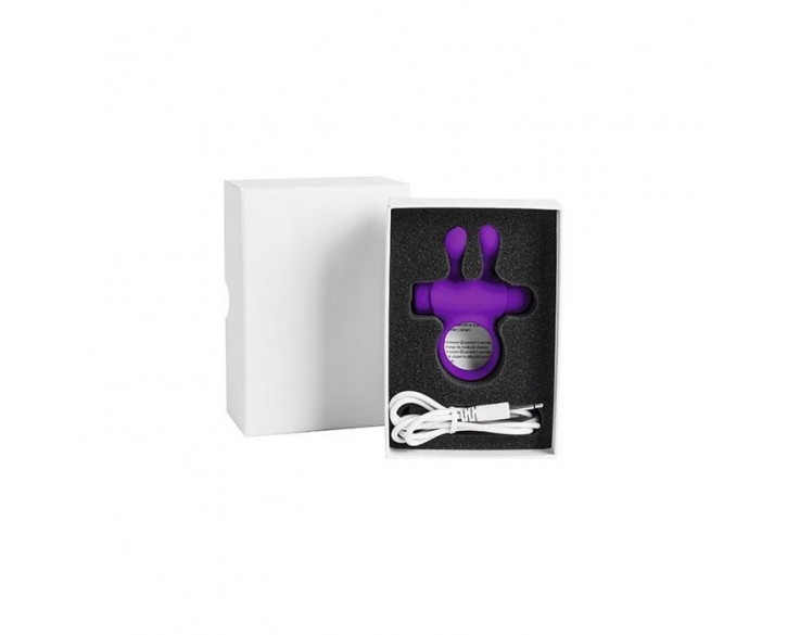 Ерекційне віброкільце S Pleasures Premium Rabbit Ring фіолетове, зі знімною віброкулею та вушками