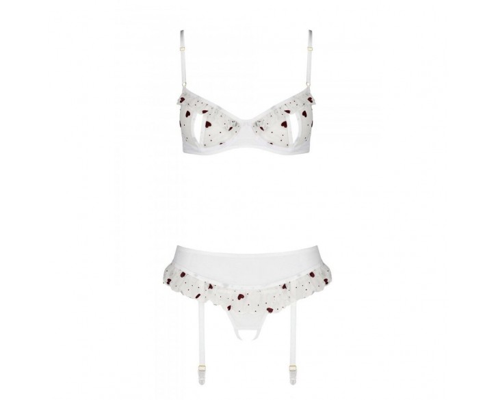 Сексуальний комплект з поясом для панчіх LOVELIA SET white L/XL - Passion