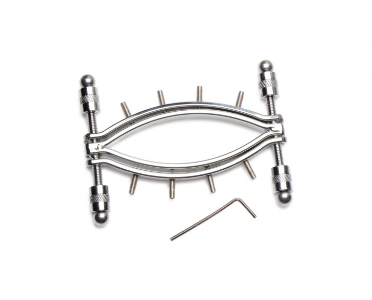 Затискач для статевих губ Master Series Spread'Em Poker Vagina Clamp with Adjustable Pressure Screws