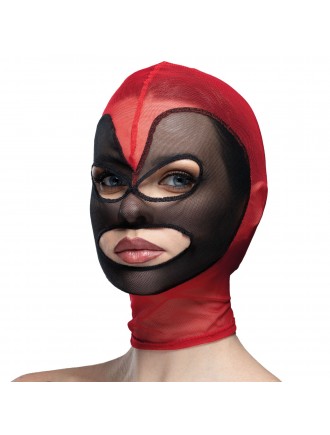 Маска серце сітка з відкритим ротом та очима Feral Feelings - Hearts Mask Red/Black