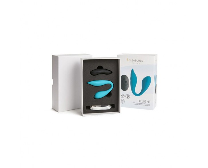 Подвійний вібратор S Pleasures Premium Delight, бірюзовий, для клітора та точки G, 10 режимів