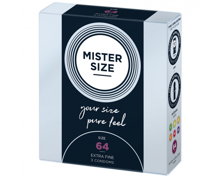 Презервативи Mister Size - pure feel - 64 (3 condoms), товщина 0,05 мм