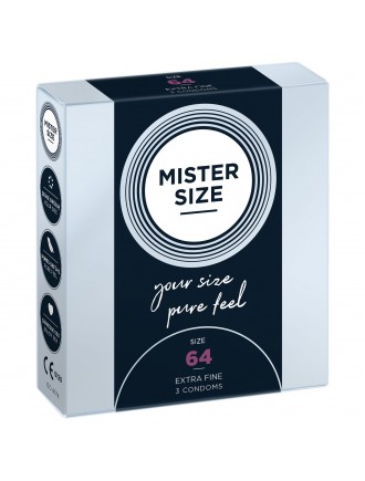 Презервативи Mister Size - pure feel - 64 (3 condoms), товщина 0,05 мм