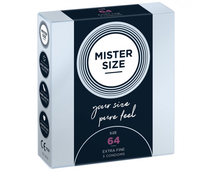 Презервативи Mister Size - pure feel - 64 (3 condoms), товщина 0,05 мм