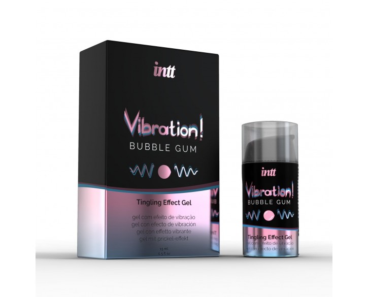 Рідкий вібратор Intt Vibration Bubble Gum (15 мл), густий гель, дуже смачний, діє до 30 хвилин