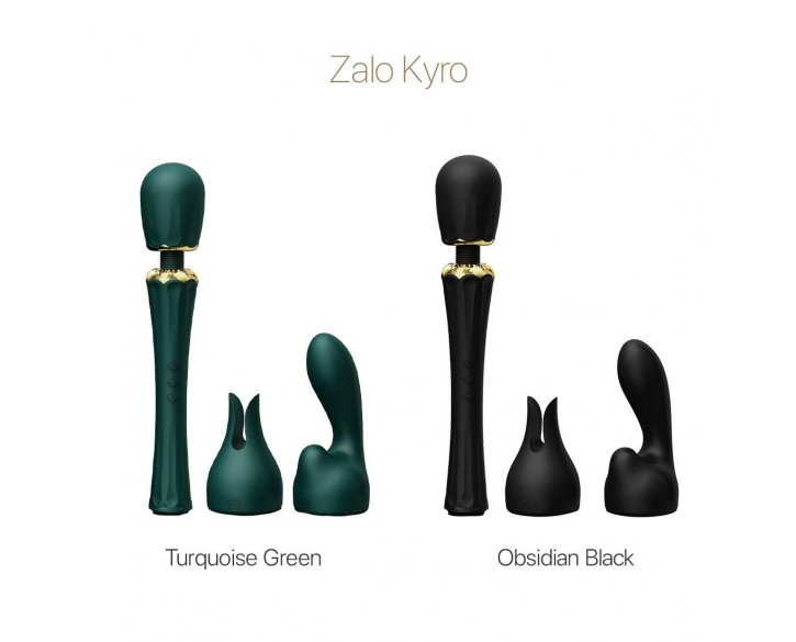 Вібромасажер з насадками Zalo — Kyro Wand Turquoise Green