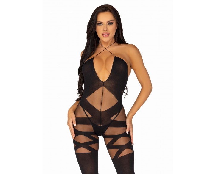 Бодістокінг Leg Avenue Illusion halter bodystocking One size Black, доступ