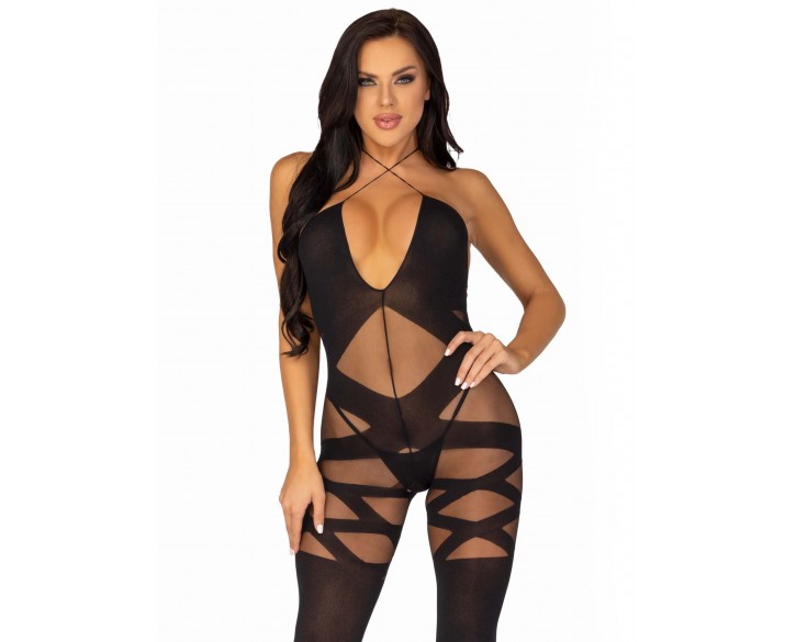 Бодістокінг Leg Avenue Illusion halter bodystocking One size Black, доступ