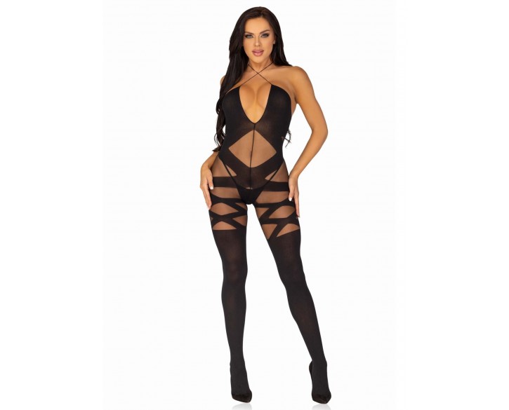 Бодістокінг Leg Avenue Illusion halter bodystocking One size Black, доступ