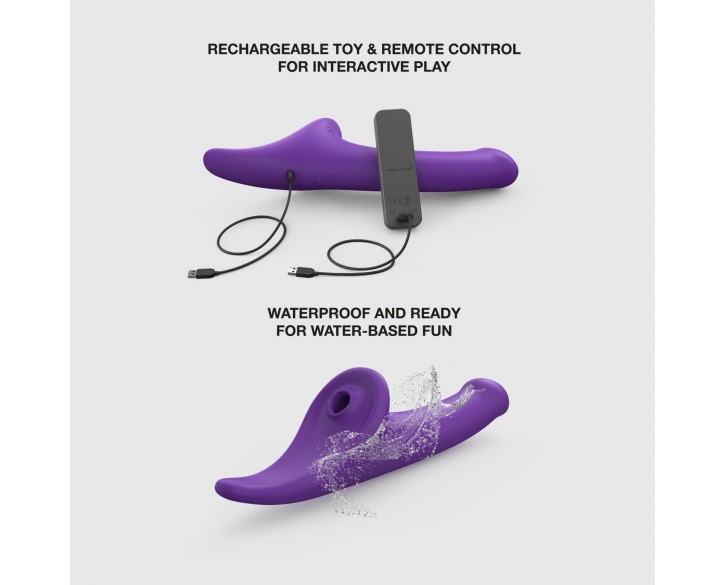 Вібронасадка для страпону з вакуумною стимуляцією Strap-On-Me Multi Orgasm Dildo M Purple