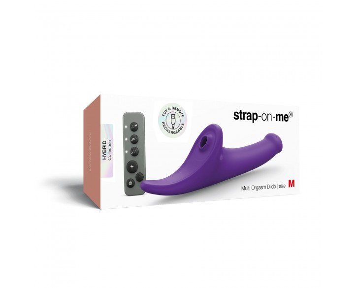Вібронасадка для страпону з вакуумною стимуляцією Strap-On-Me Multi Orgasm Dildo M Purple