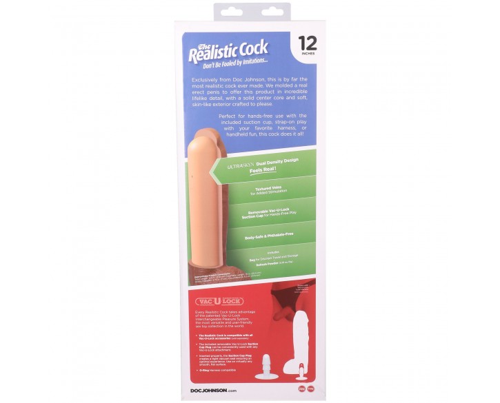 Фалоімітатор Doc Johnson The Realistic Cock ULTRASKYN - 12 Inch Hung with Balls Chocolate