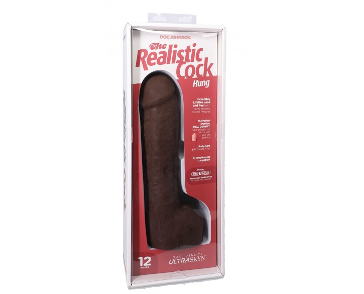Фалоімітатор Doc Johnson The Realistic Cock ULTRASKYN - 12 Inch Hung with Balls Chocolate