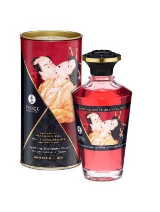 Розігрівальна олія Shunga Aphrodisiac Warming Oil – Sparkling Strawberry Wine (100 мл) без цукру