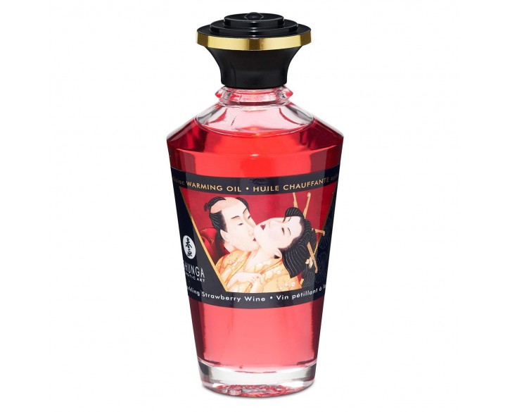 Розігрівальна олія Shunga Aphrodisiac Warming Oil – Sparkling Strawberry Wine (100 мл) без цукру