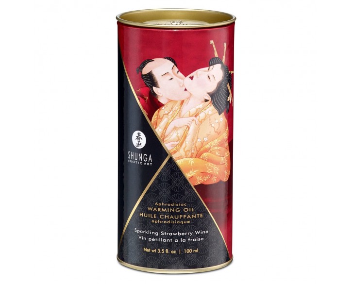 Розігрівальна олія Shunga Aphrodisiac Warming Oil – Sparkling Strawberry Wine (100 мл) без цукру