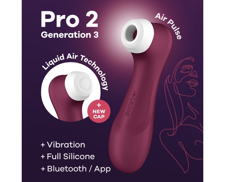 Вакуумний кліторальний стимулятор Satisfyer Pro 2 Generation 3 with Liquid Air Connect App Wіnе Red