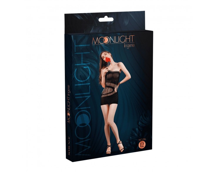 Мінісукня на одне плече Moonlight Model 12 XS-L Black, вертикальна бахрома