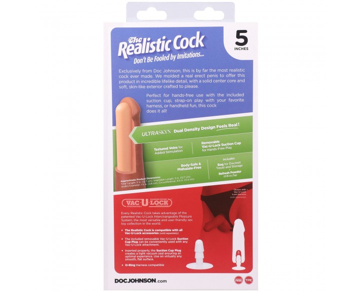 Фалоімітатор Doc Johnson The Realistic Cock ULTRASKYN - 5 Inch Caramel