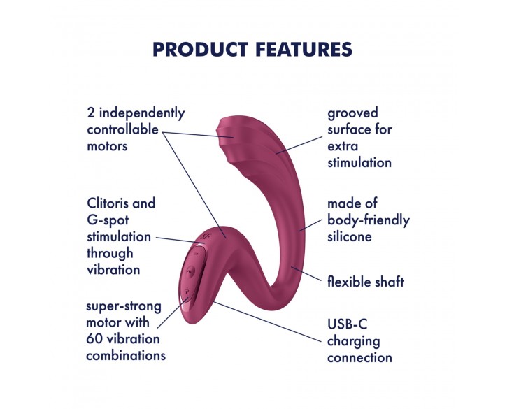 Вагінально-кліторальний вібратор Satisfyer G for Goddess 3 Wine Red, 2 мотори