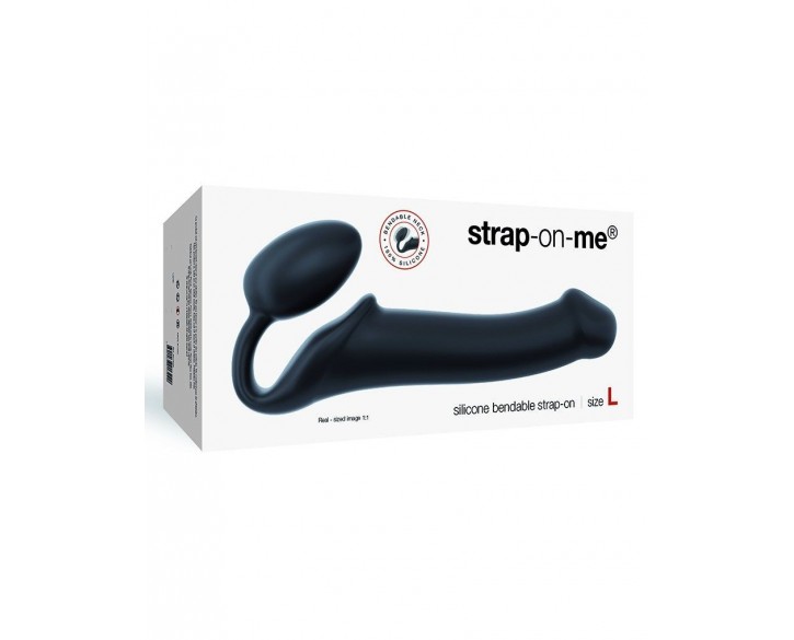 Безремінний страпон Strap-On-Me Black L, повністю регульований, діаметр 3,7 см